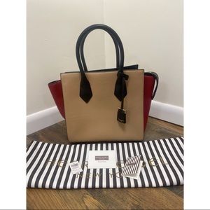 Henri Bendel Rivington Tote Amphora New w/ Tag Multicolor beige/red/black zipper